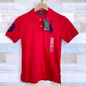 POLO Ralph Lauren Big Pony Embroidered Polo Shirt Red Short Sleeve Boys Small 8